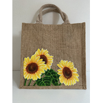 sac en jute avec gros tournesols peints à la main par Elles et No.