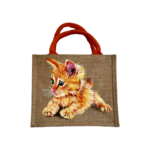 ac en jute avec chaton roux peint à la main par Elles et No.
