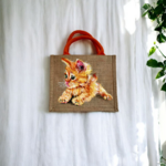 ac en jute avec chaton roux peint à la main par Elles et No.