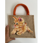 ac en jute avec chaton roux peint à la main par Elles et No.