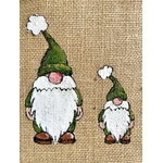Petit sac en jute avec des lutins verts strass de Noël peints à la main par Elles et No.