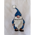 pochon en coton bio avec ruban satin rose avec un lutin de Noël bleu peint à la main par Elles et No.