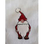 pochon en coton bio avec ruban satin noir avec un lutin de Noël rouge peint à la main par Elles et No.
