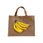 sac en jute taille XL avec des bananes en gros plan peintes à la main. par Elles et No.