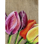 sac en jute  Elles et No. grand modèle avec tulipes peintes à la main