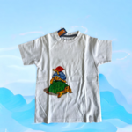 T-shirt blanc   Elles et No.  avec tortues style cartoon peintes à la main