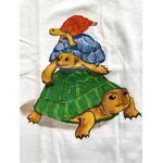 T-shirt blanc Elles et No.  enfant  avec tortues style cartoon peintes à la main