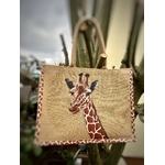 Elles et No. sac jute XL avec une tête de girafe peinte à la main