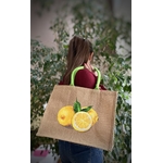 Elles et No. sac de plage en jute XL avec des gros citrons peints à la main