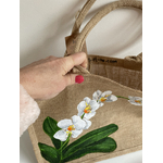 Elles et No.  sac en jute avec orchidées peintes à la main