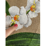 Elles et No. grand sac en jute avec orchidées peintes à la main par Elles et No.