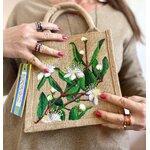 Petit sac en jute avec des fleurs de myrte peintes à la main par Elles et No.