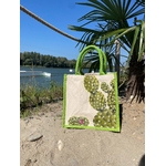 sac en jute et coton avec des cactus peints à la main par Elles Et No.