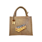 sac en jute avec mille feuilles peint à la main par Elles et No.