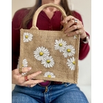 sac en jute avec marguerites peintes à la main par Elles et No.