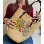 Sac en jute en bambou tressé avec motif Thai peints à la main par Elles et No.