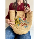 Sac en jute en bambou tressé avec motif Thai peints à la main par Elles et No.