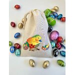 pochon en coton avec des motifs de Pâques peints à la main par Elles et No.
