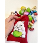 pochon en coton avec des motifs de Pâques peints à la main par Elles et No.