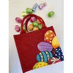 Sac en jute avec des motifs de Pâques peints à la main par Elles et No.