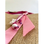 sac de plage en jute à anses roses avec une méduse rose peinte à la main par Elles et No.