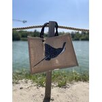sac en jute à anses noires avec une raie léopard peinte à la main par Elles et No.