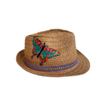 Chapeau dété pour enfant en papier tissé avec un papillon, peint à la main par Elles et No.