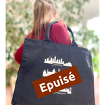 Grand sac à main en coton bio avec des skylines peintes à la main par Elles et No.