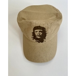 casquette cubaine couleur olive beige avec la tête de Che Guevara peinte à la main par Elles et No.