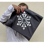 tote bag coton gris avec un gros flocon de neige peint à la main par Elles et No