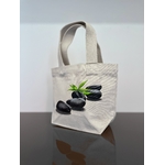 petit sac en coton bio beige avec des pierres zen peintes à la main par Elles et No.