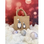 Petit sac en jute avec deux lutins du Père Noël peint à la main par Elles et No.