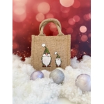 Petit sac en jute avec deux lutins du Père Noël peint à la main par Elles et No.