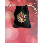 Pochon en jute noire avec des cloches de Noël peintes à la main par Elles et No.