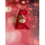 Pochon en coton rouge avec des cloches de Noël peintes à la main par Elles et No.