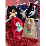 Lot de 5 pochons de Noël peints à la main par Elles et No.