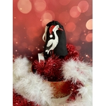 pochon noir avec une cigogne de Noël peint à la main par Elles et No.