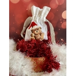 pochon avec ourson de Noël peint à la main par Elles et No.