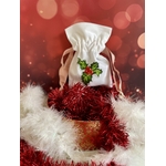 pochon avec houx de Noël peint à la main par Elles et No.