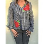 chemise femme pied-de-poule avec roses