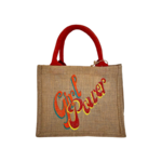 sac en jute avec le message girl power peint à la. main par Elles et No.