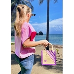 petit sac en jute avec des bandes bayadère mauves peintes à la main par Elles et No