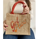 sac en jute avec un message scintillant "girlpower"peint à la main par Elles et No.