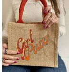 sac en jute avec un message scintillant girlpowerpeint à la main par Elles et No.