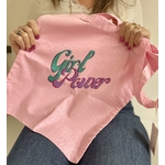 Tote bag coton rose avec le message scintillant "girl power" peint à la main par Elles et No.