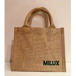 ac en jute avec logo chaîne d'hôtelleries de luxe peint à la main par Elles et No.
