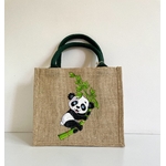 Sac en jute personnalisé avec panda peint à la main par Elles et No.