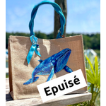 sac de plage unique avec une baleine bleue peinte à la main par Elles et No.