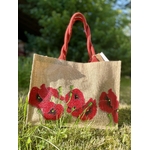 Sac de plage en jute avec des coquelicots peints à la main par Elles et No.