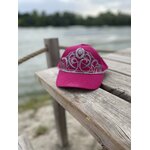 Casquette enfant rose avec une couronne argentée peinte à la main par Elles et No.